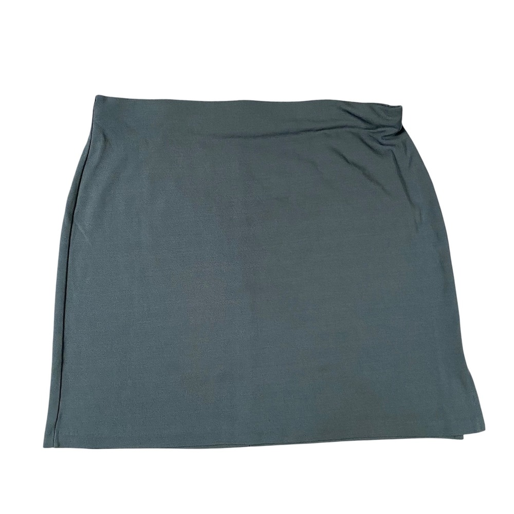 Max Studio Womens Mini Skirt Dark Slate Gray Stretch Jersey Side Slit Size L 766